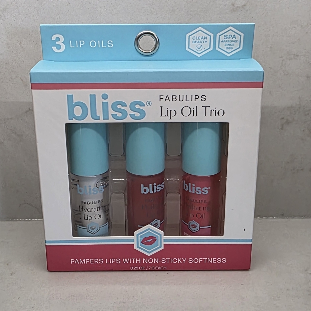 Bliss Fabulips Lip Oil Trio - Blue & Pink Packaging